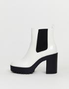 London Rebel Chelsea Platform Ankle Boots In White