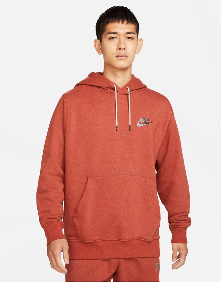 Nike Revival Fleece Hoodie In Dusty Red