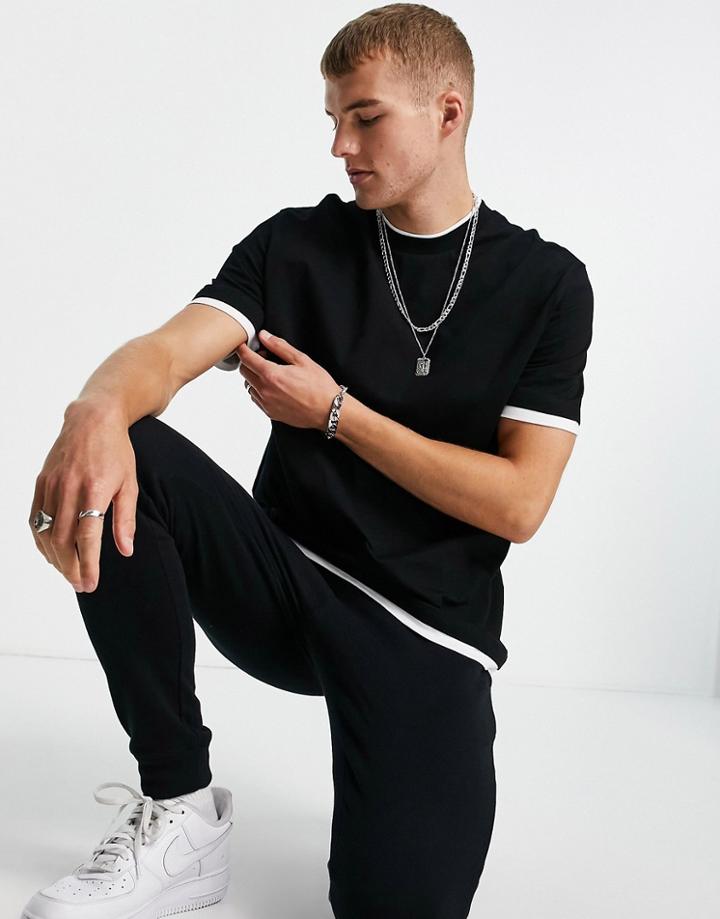 Asos Design Double Layer T-shirt In Black