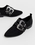 Asos Design Murphy Western Monk Flat Shoes - Black