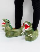 Asos Dinosaur Slippers In Green - Green