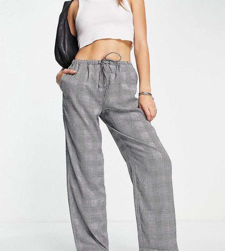 Miss Selfridge Low Rise Wide Leg Pants In Plaid-multi