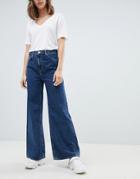 Weekday Ace Wide Leg Jeans With Organic Cotton In Beige - Blue