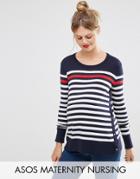 Asos Maternity Nursing Sweater With Popper Side In Stripe - Multi