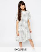 Le Kilt For Asos Funnel Neck Short Sleeve Pleat Dress