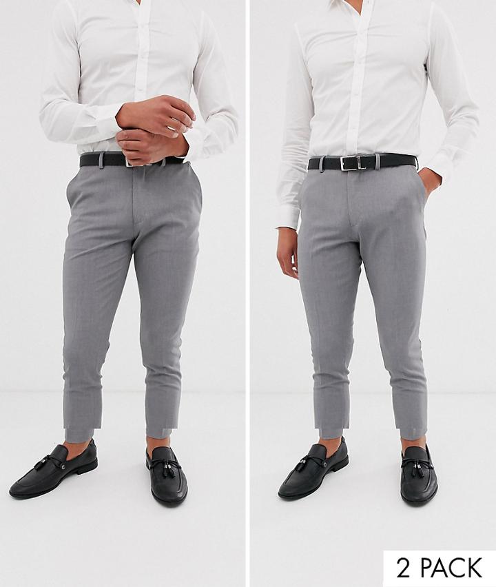 Asos 2 Pack Super Skinny Pants In Gray Save
