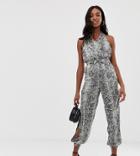 Parisian Tall Snake Print Jumpsuit - Gray