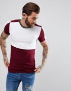 Asos Muscle T-shirt With Color Block And Tipping - Red