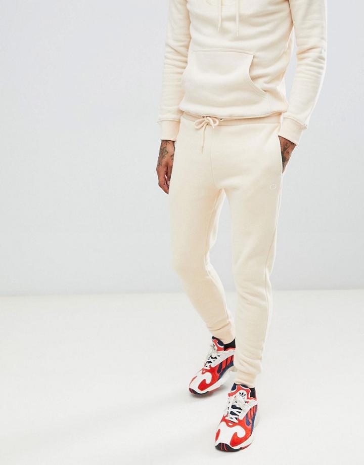 Criminal Damage Skinny Joggers In Stone With Small Logo - Stone