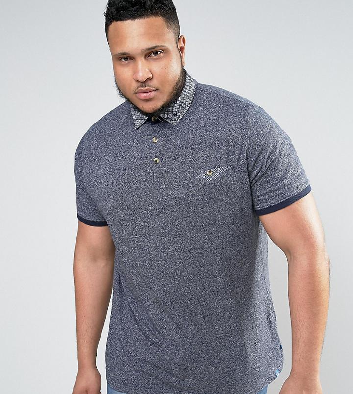 Duke King Size Polo With Contrast Collar In Navy - Navy