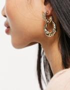 Designb London 80's Twist Doorknocker Earrings In Gold
