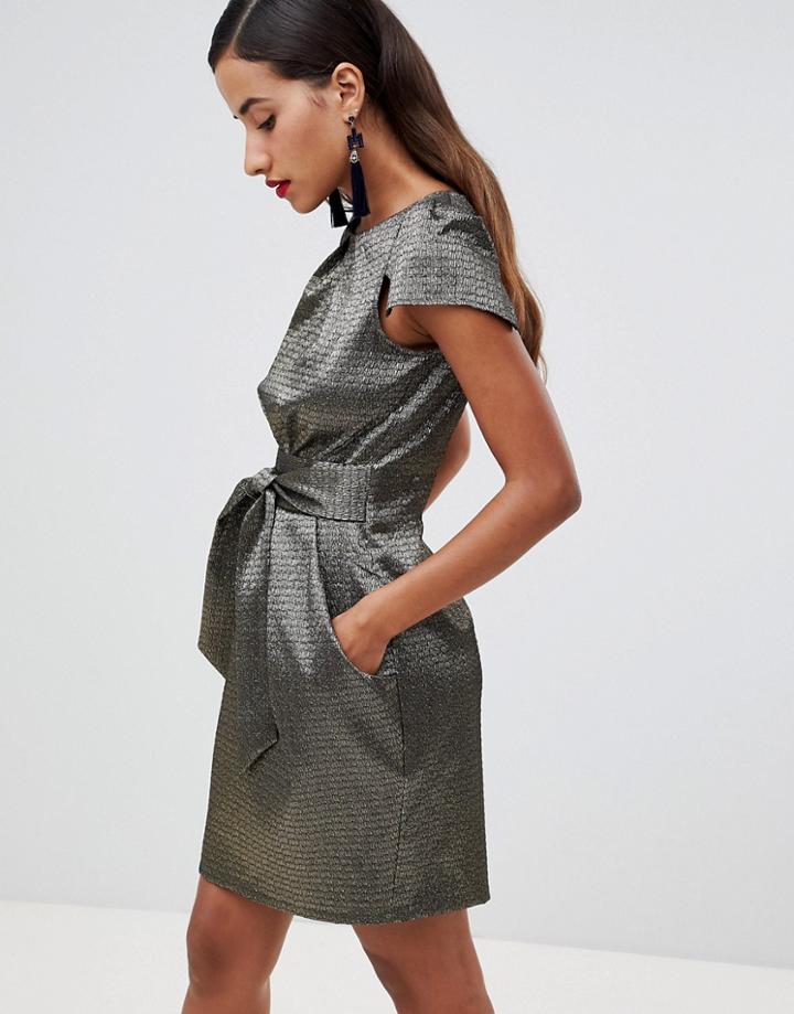 Closet London Metallic Tulip Dress - Gold