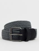 Asos Design Woven Belt In Gray