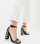 New Look Barely There Block Heeled Sandal In Animal-stone