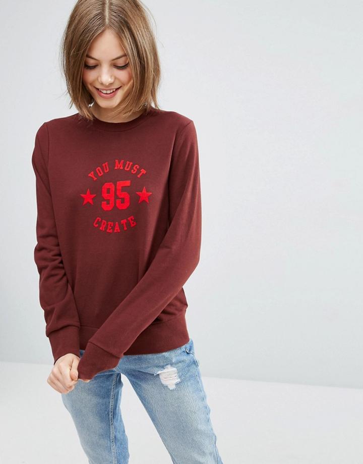 Ymc Logo Sweatshirt In Burgundy - Red