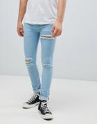 Soul Star Skinny Stretch Rip Jeans In Blue-blues