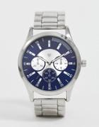 Spirit Design Mens Bracelet Watch With Blue Dial-silver