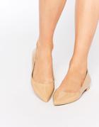 Asos Lost Pointed Ballet Flats - Nude