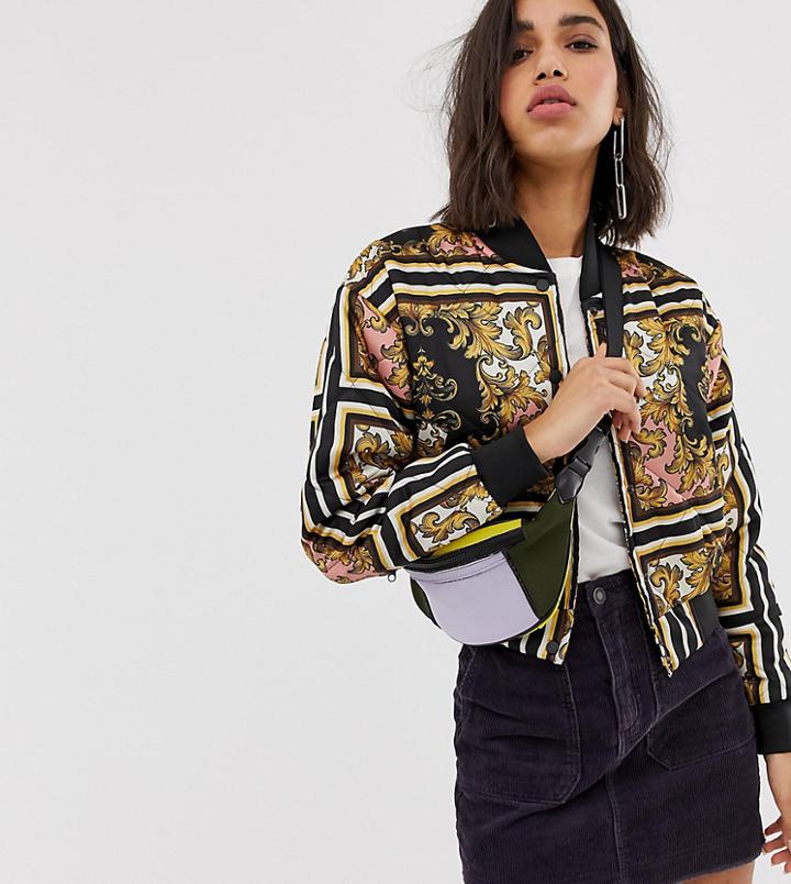 Stradivarius Scarf Print Bomber Jacket In Multi