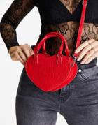 Monki Croc Heart Cross-body Bag In Red