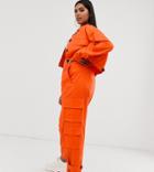 Asos Design Curve Cargo Suit Pants In Orange