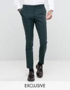 Number Eight Savile Row Skinny Suit Pant In Micro Herringbone - Green
