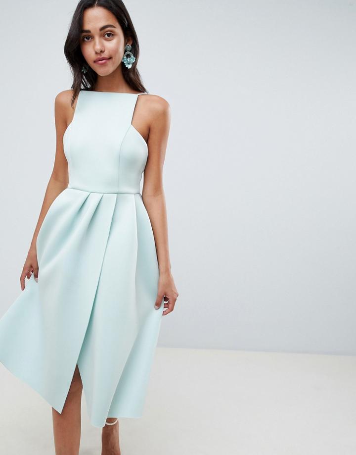 Asos Design Strappy Open Back Midi Prom Dress-blue