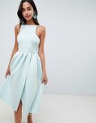 Asos Design Strappy Open Back Midi Prom Dress-blue