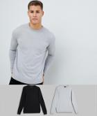 Asos Design Sweater In Black / Light Gray 2 Pack Save - Multi