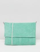 Asos Unlined Soft Leather Cross Body Bag With Detachable Strap - Green