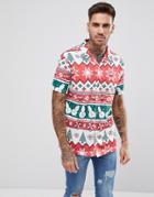 Ldn Dnm Holidays Fairisle Short Sleeve Shirt - White