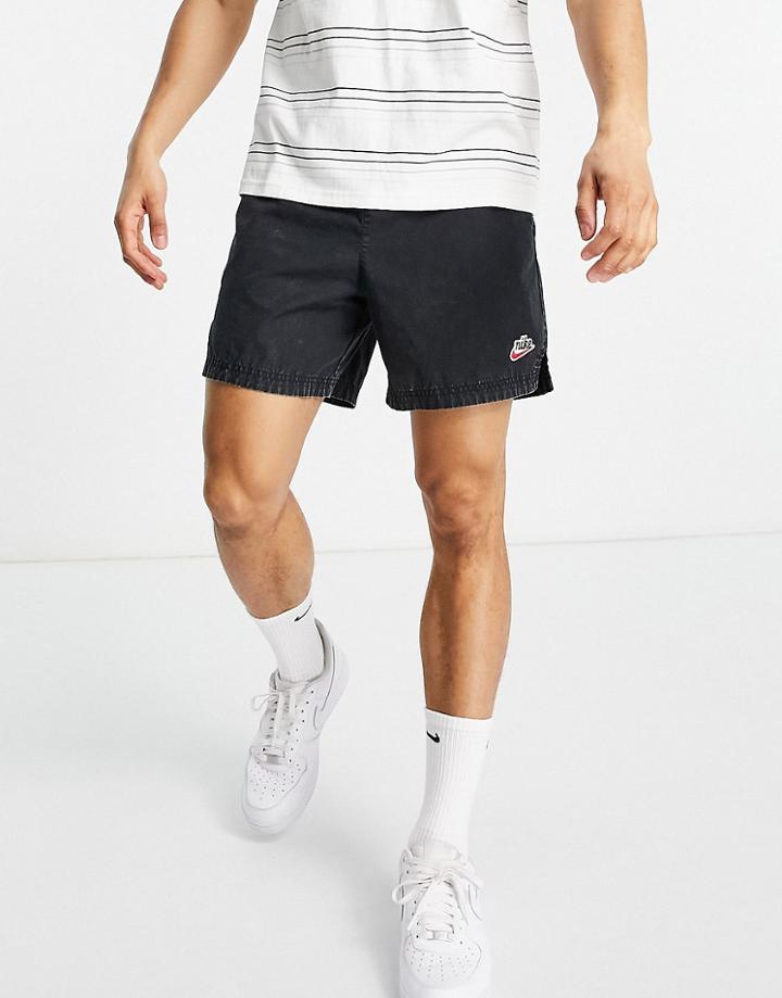 Nike Heritage Essentials Washed Woven Shorts In Black