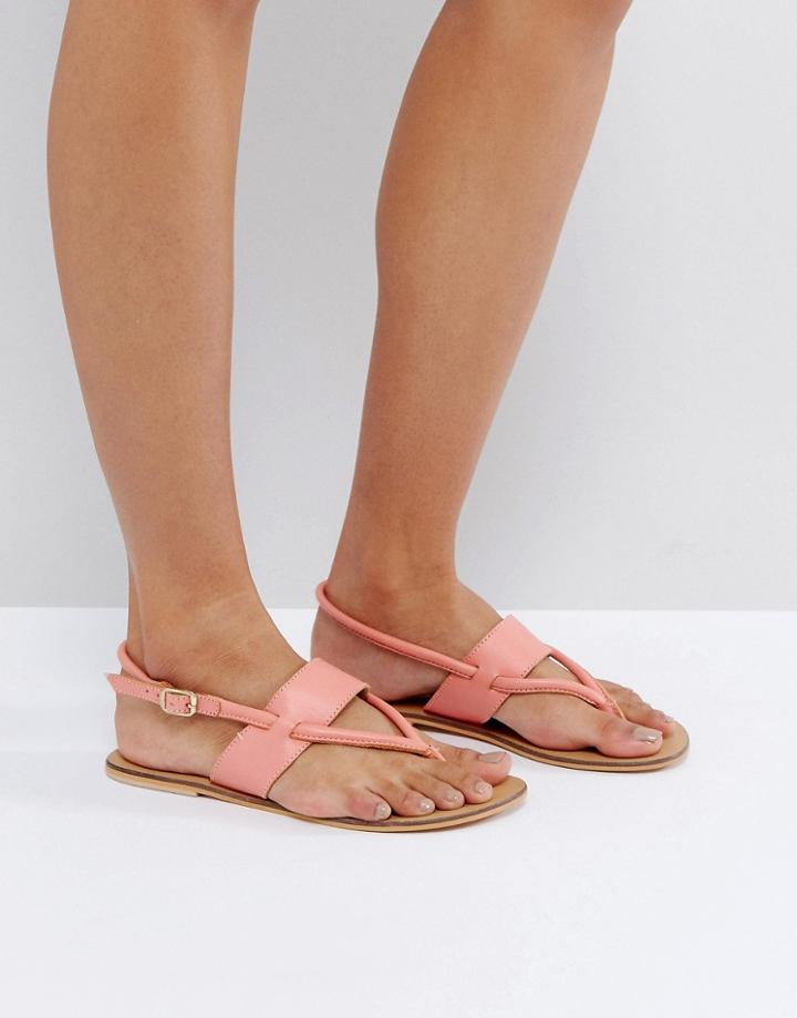Asos Forgive Me Leather Flat Sandals - Pink