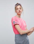 Asos T-shirt With Cactus On Point Embroidery - Pink