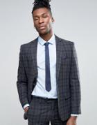 Harry Brown Slim Fit Navy And Gray Check Heritage Suit Jacket - Gray