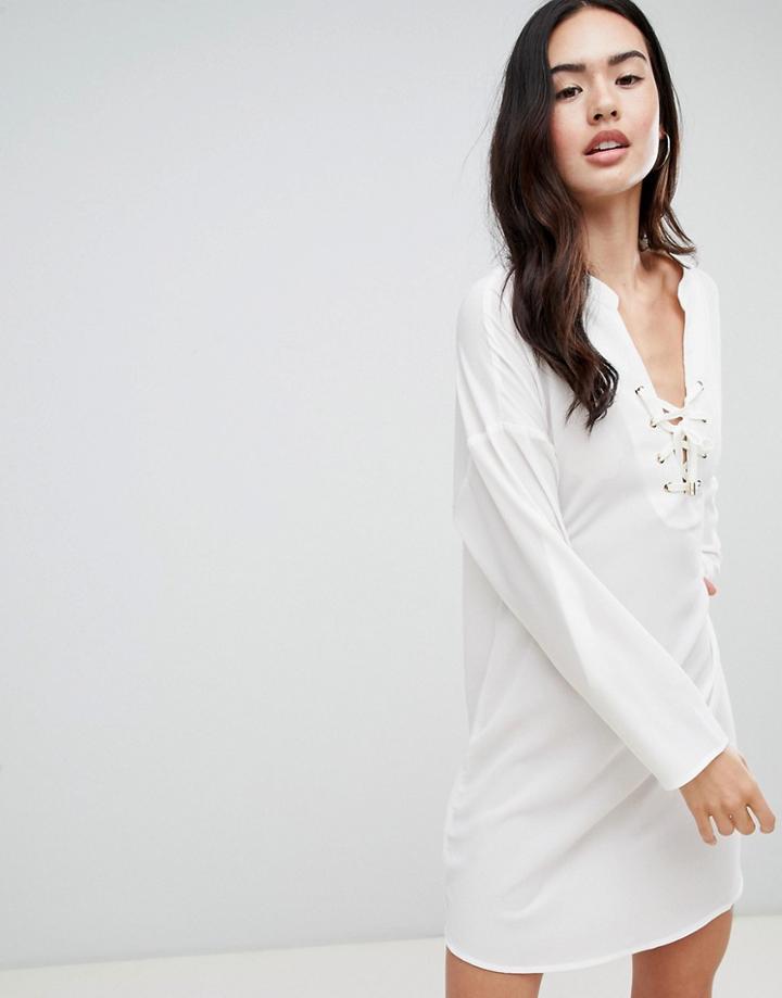 Qed London Shift Dress-cream