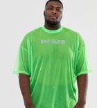 Asos Design Plus Oversized T-shirt Is Neon Mesh With Hot Fix Gem Print - Green