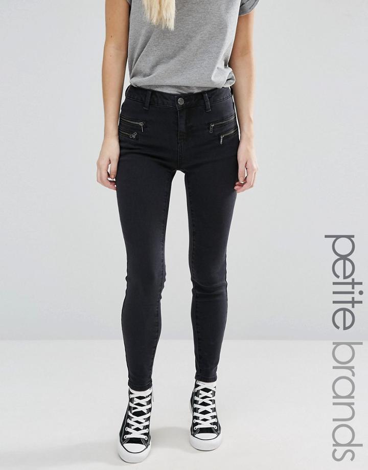 New Look Petite Zip Skinny Jean - Black