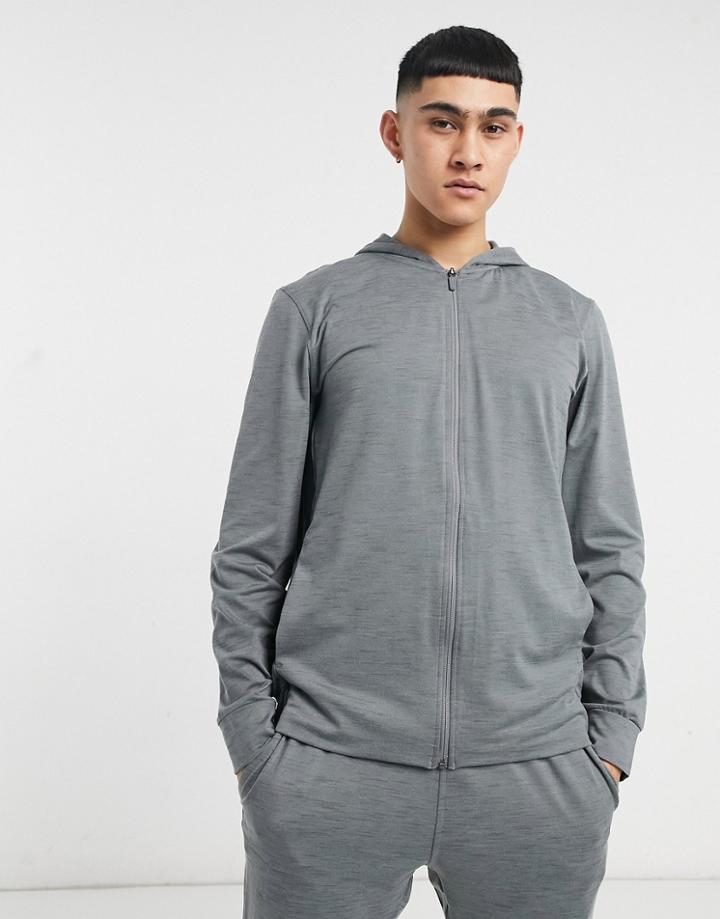 Nike Yoga Dri-fit Hyperdry Full-zip Hoodie In Gray-grey