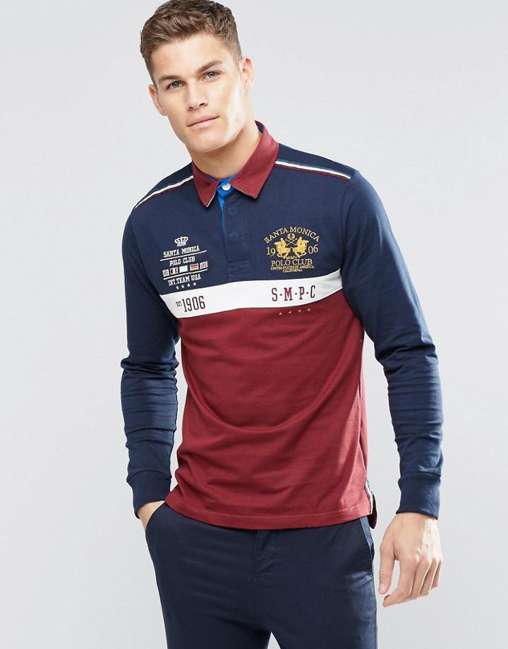 Santa Monica Polo Club Long Sleeve Polo - Purple