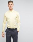Asos Skinny Fit Sateen Shirt In Yellow - Yellow