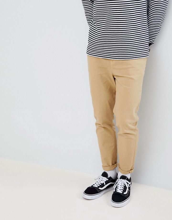Asos Design Tapered Jeans In Stone - Stone