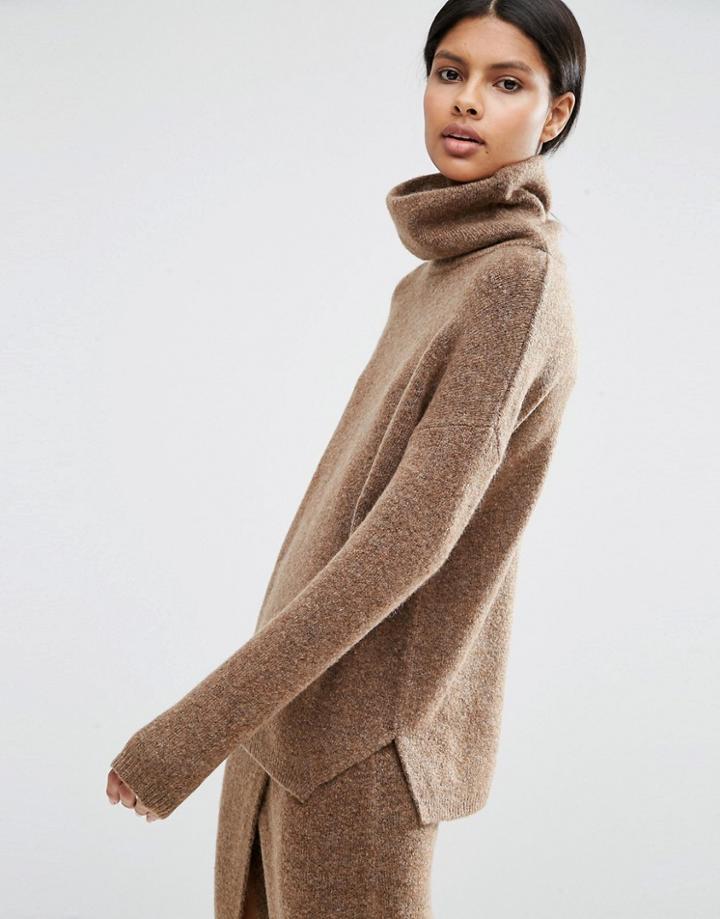 Asos Lounge Sweater With Funnel Neck Co -ord - Brown