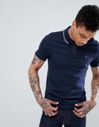 Original Penguin Space Dye Tipping Polo Slim Fit Embroidered Logo In Navy - Navy
