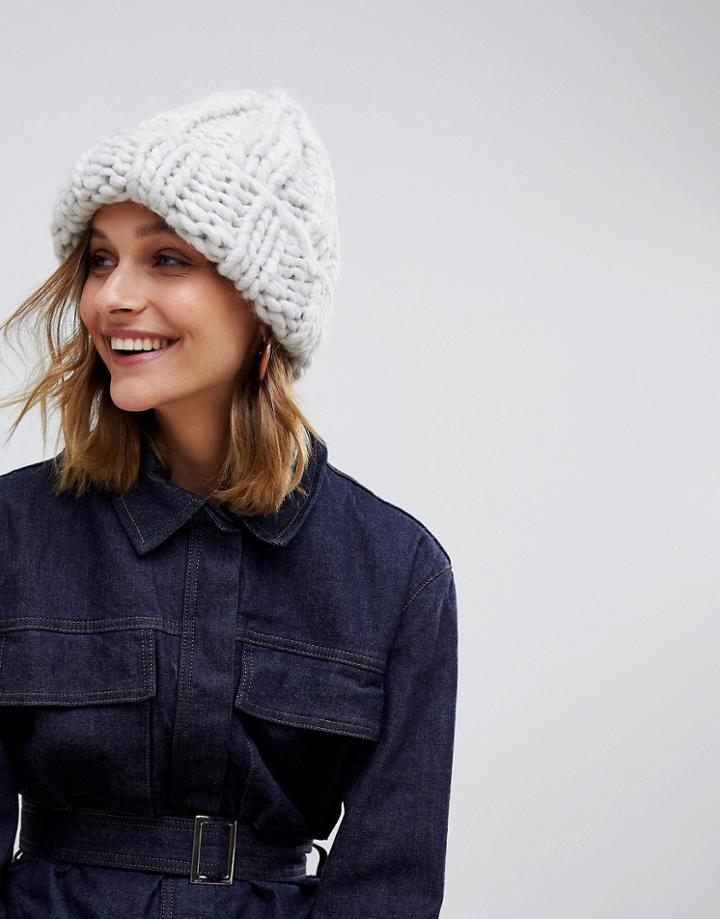Asos Design Chunky Rib Beanie - Gray