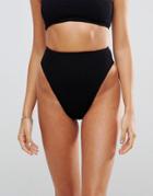 Asos Mix And Match Crinkle High Leg High Waist Bikini Bottom - Black