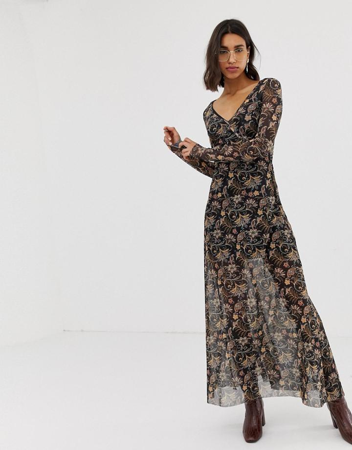 Stradivarius Paisley Print Maxi Dress - Multi