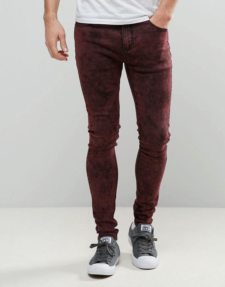 Liquor & Poker Extreme Skinny Jean Acid Red - Red