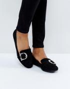 New Look Bedazzled Buckle Loafer - Black