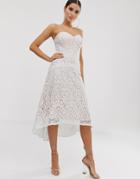 Lipsy Sweetheart All Over Lace Prom Dress In White - White